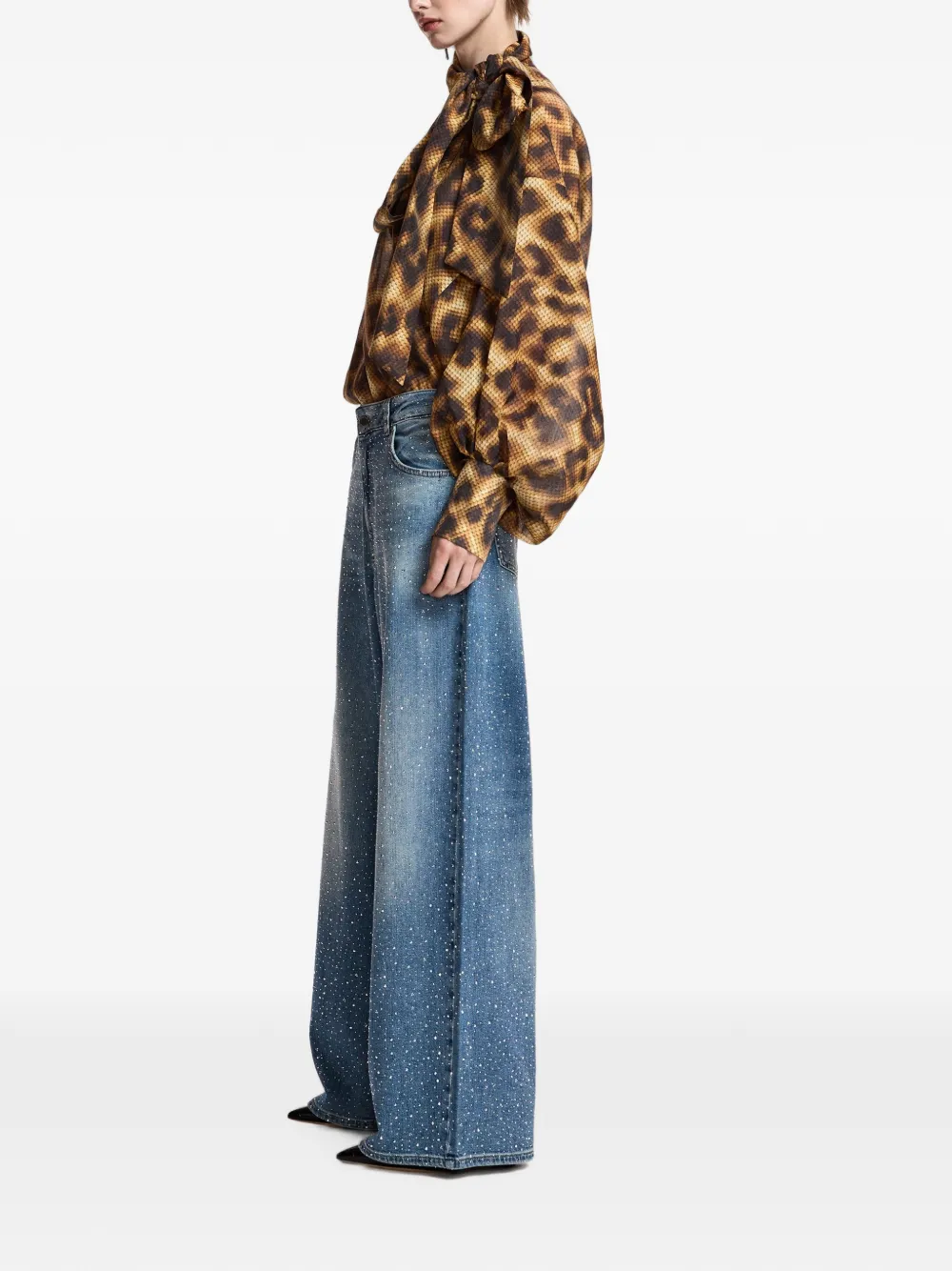 Essentiel Antwerp Jeans verfraaid met stras en wijde pijpen Blauw