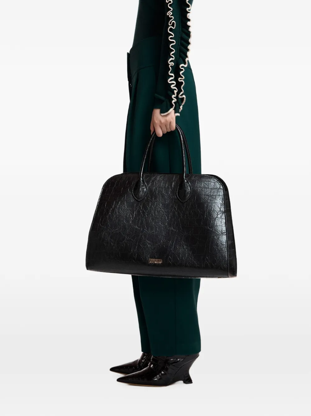 Essentiel Antwerp Katarina shopper met krokodillen-reliëf Zwart