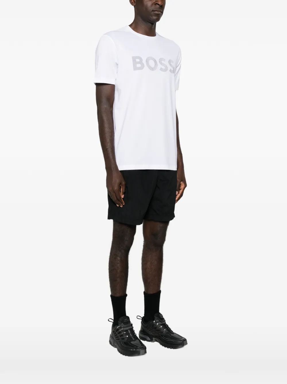BOSS T-shirt met logoprint Wit