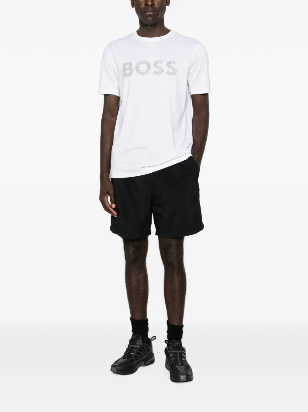 BOSS T-shirt met logoprint Wit