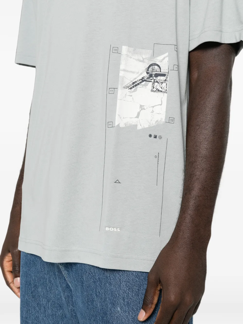 BOSS T-shirt met grafische print Grijs