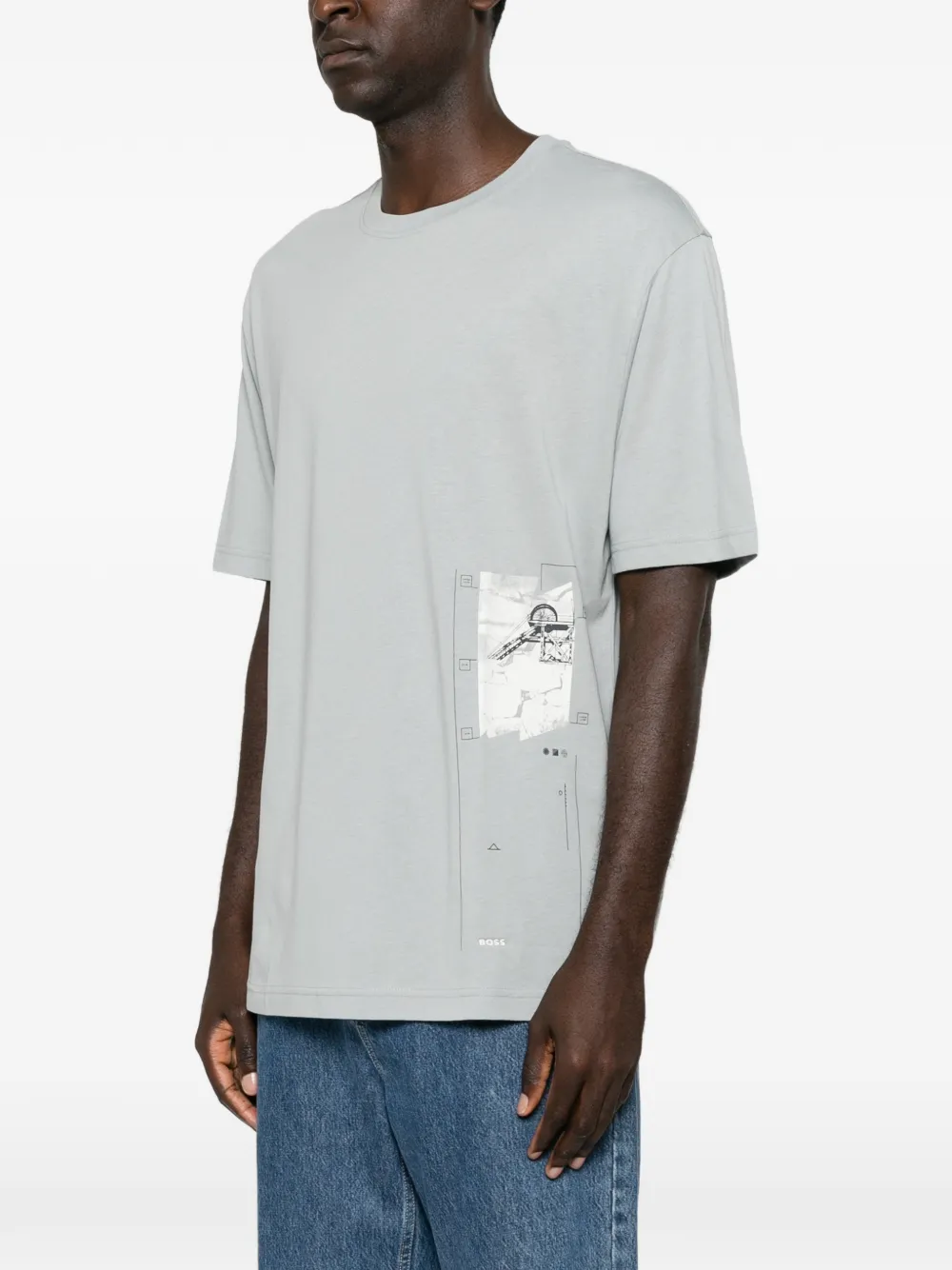 BOSS T-shirt met grafische print Grijs