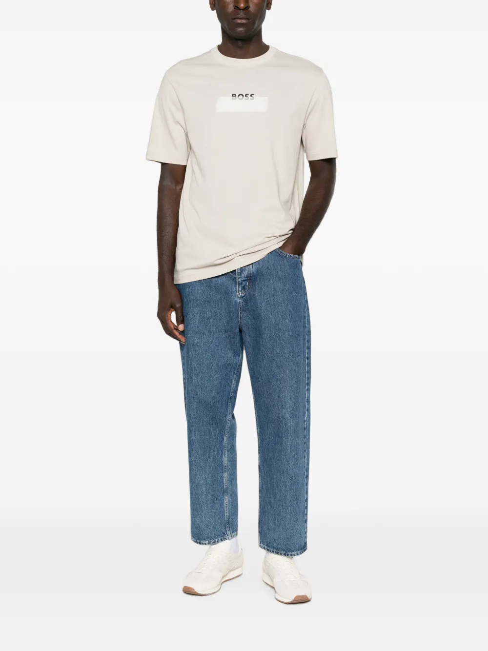 BOSS T-shirt met logoprint Beige
