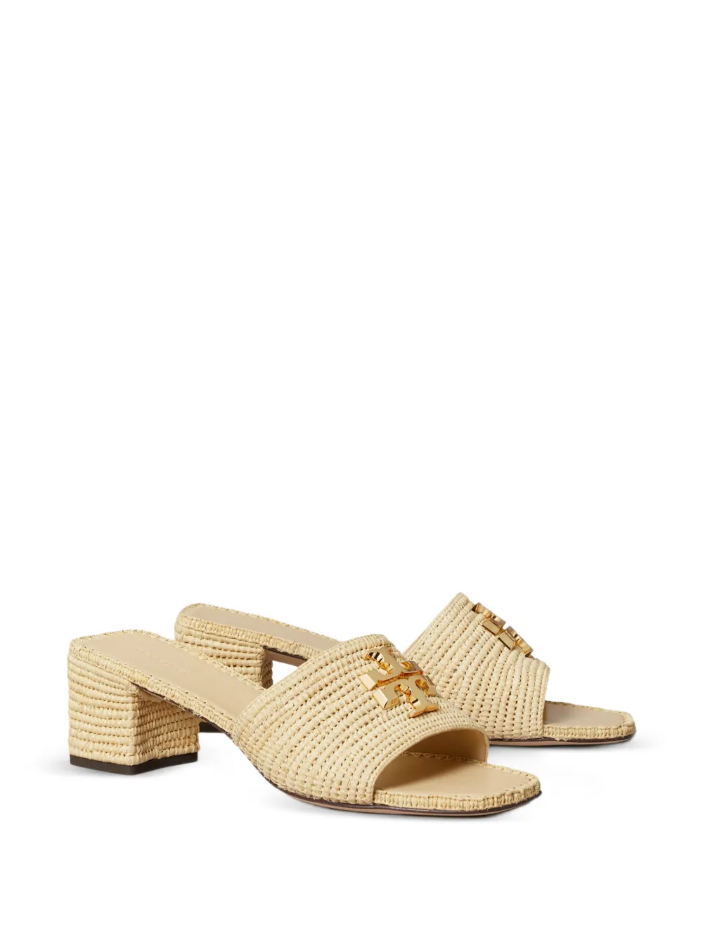 Tory Burch Eleanor raffia heeled sandals Beige