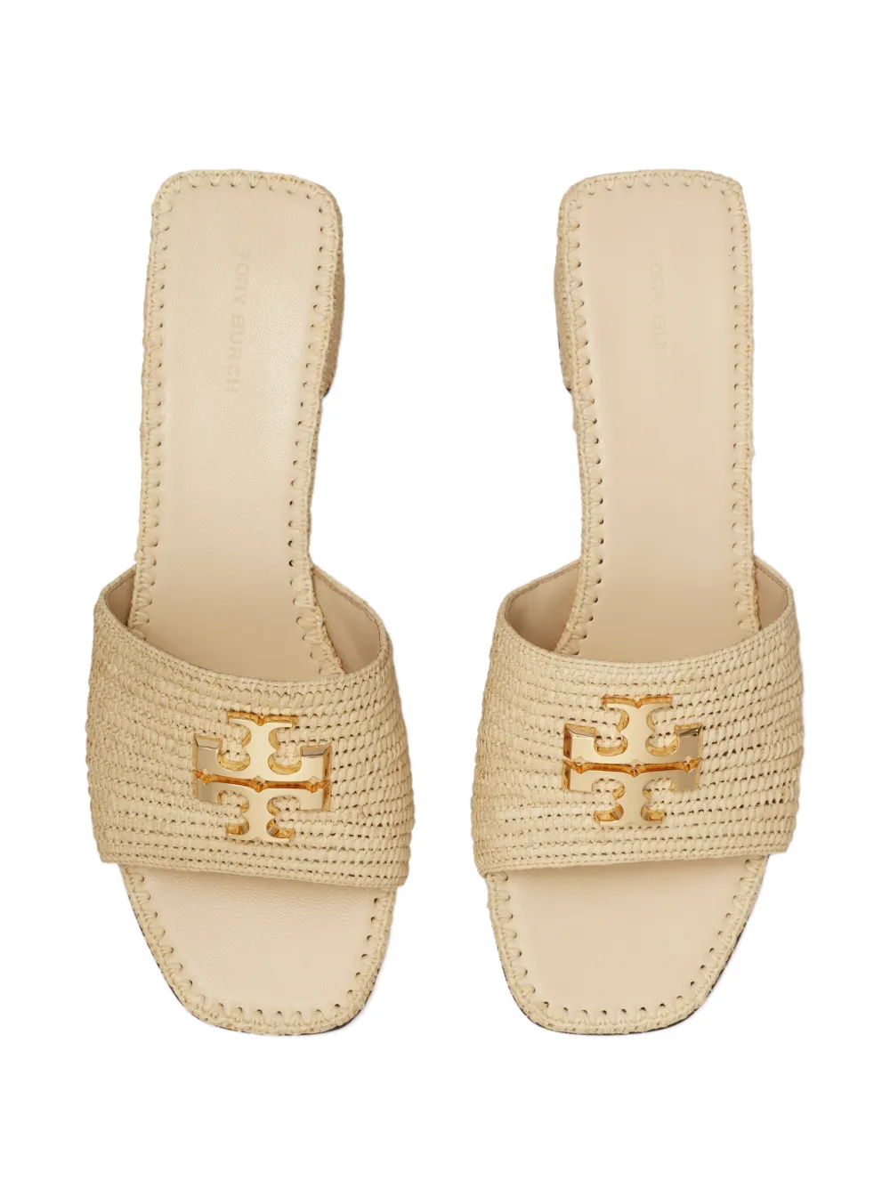 Tory Burch Eleanor raffia heeled sandals Beige