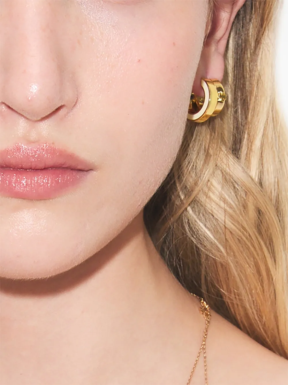 Tory Burch Icon enamel double-hoop earrings - Oro
