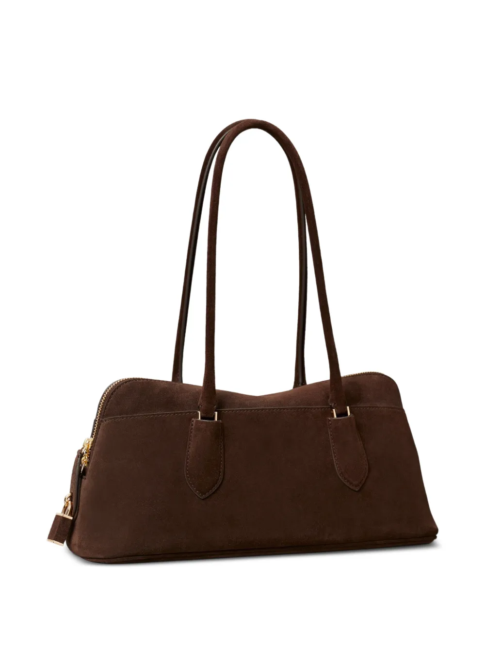 Tory Burch Lock East-West suède tas Bruin
