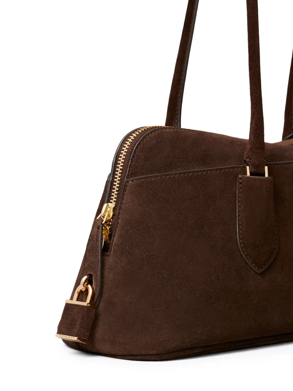 Tory Burch Lock East-West suède tas Bruin