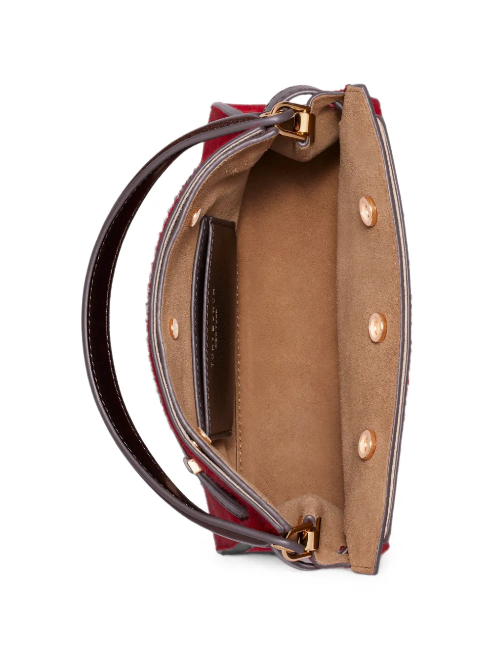 Tory Burch Lee Radziwill mini-tas met kalfshaar Rood