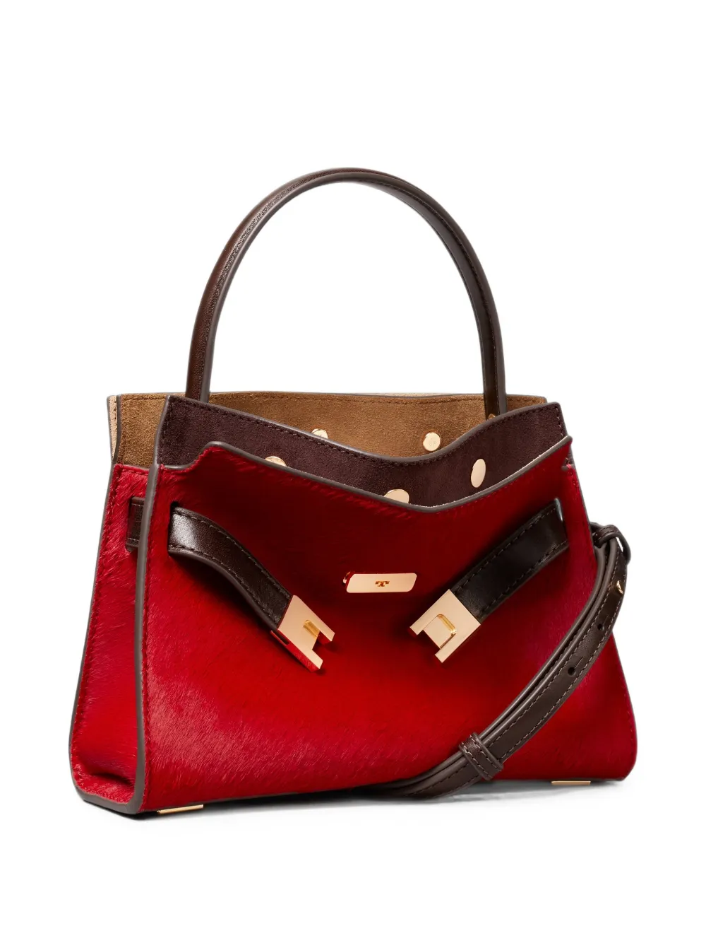 Tory Burch Lee Radziwill mini-tas met kalfshaar Rood