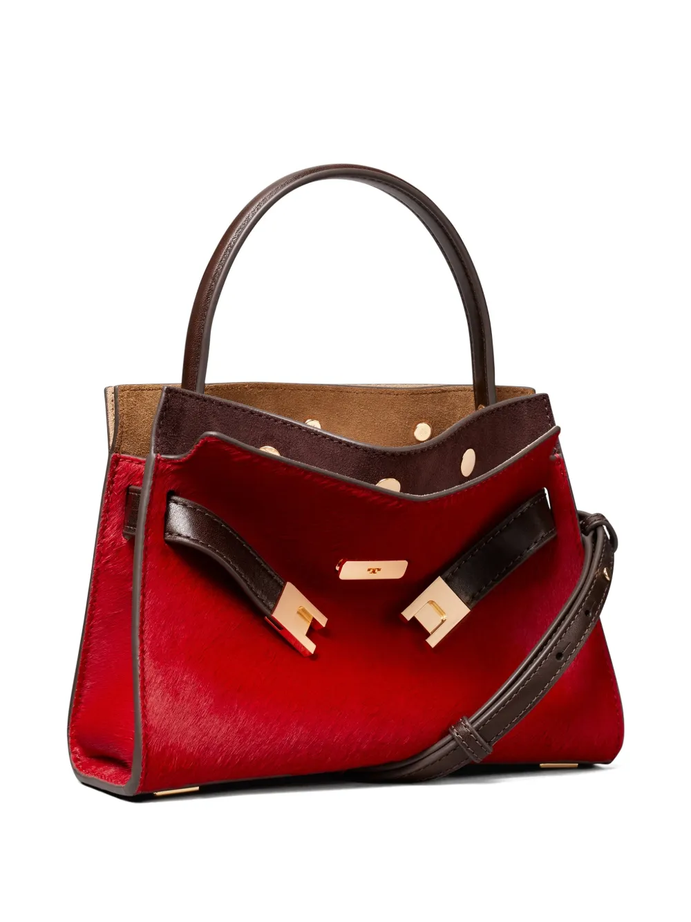 Tory Burch Petite Lee Radziwill calf-hair Double Bag | Red | FARFETCH