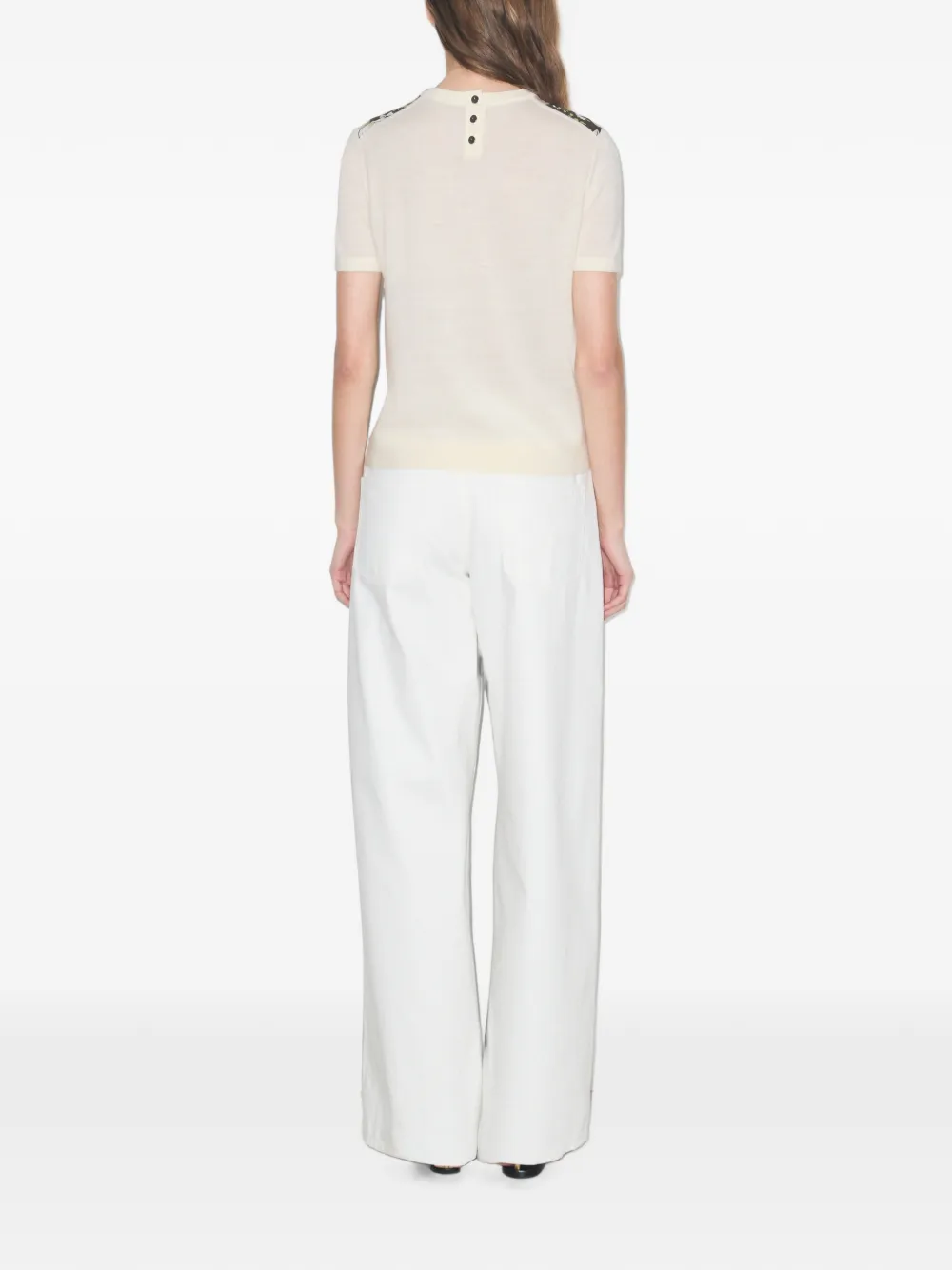 Tory Burch Wollen top met zijden voorkant Beige