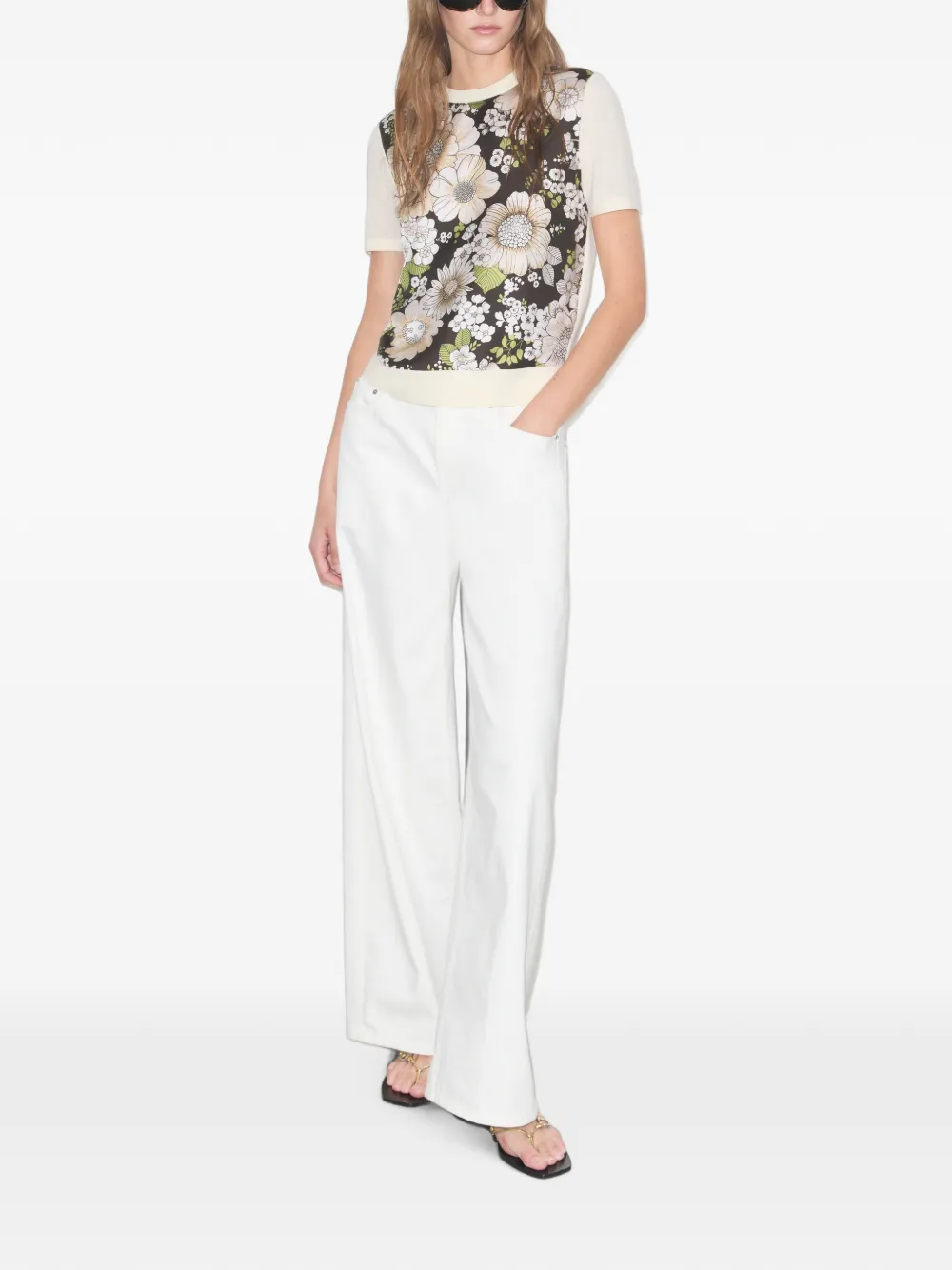 Tory Burch Wollen top met zijden voorkant Beige