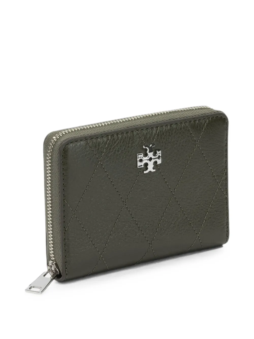 Tory Burch Kleine Charlie gewatteerde portemonnee met rits Groen