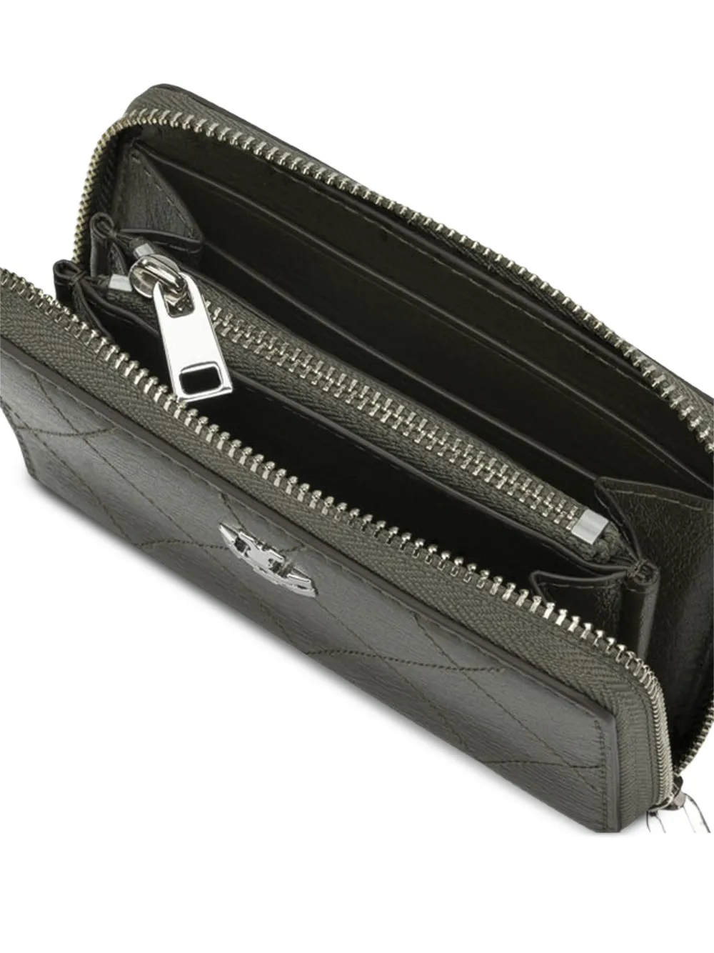 Tory Burch Kleine Charlie gewatteerde portemonnee met rits Groen