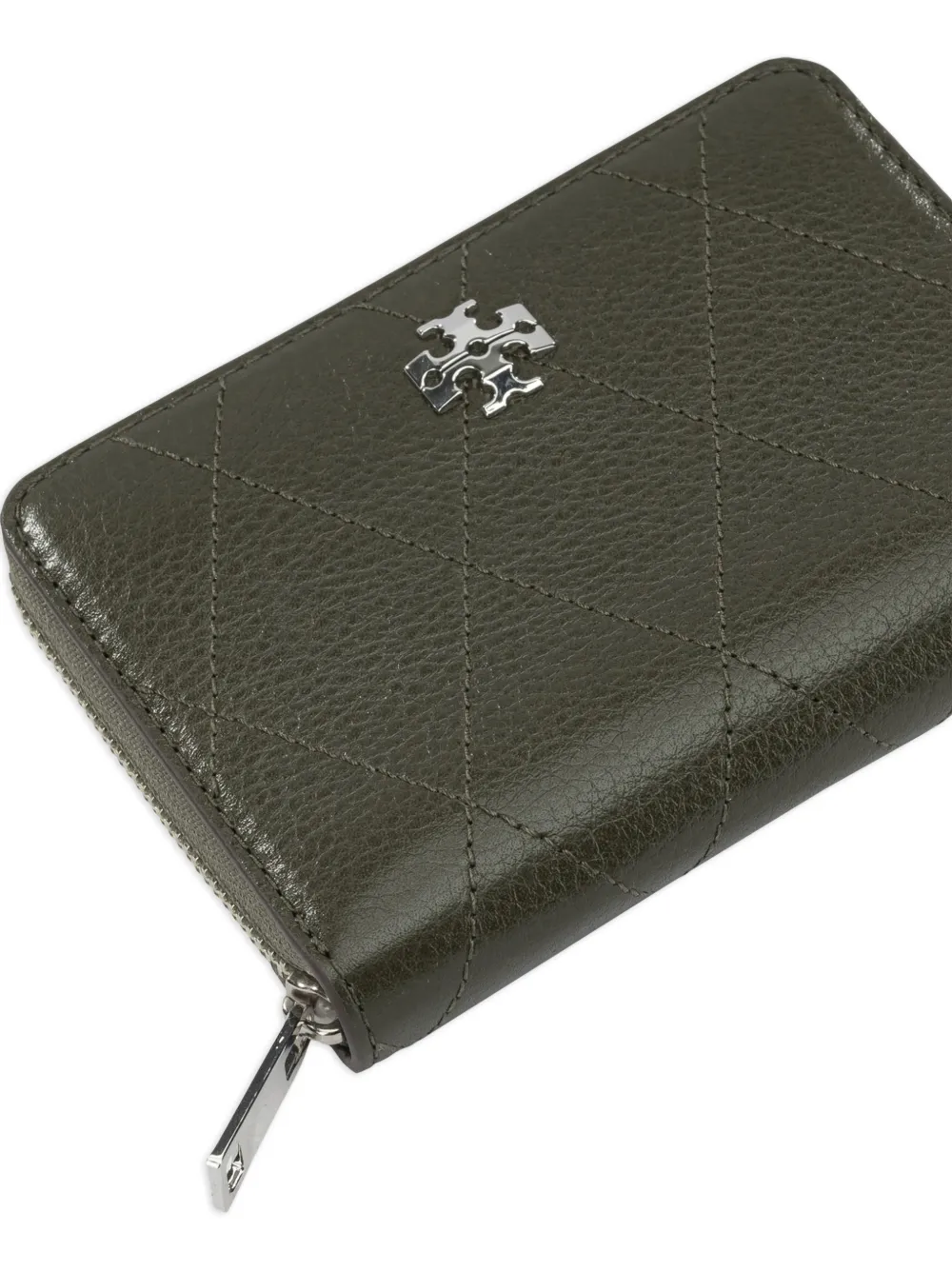 Tory Burch Kleine Charlie gewatteerde portemonnee met rits Groen