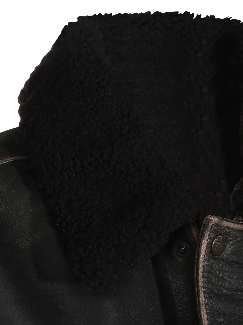 rag & bone Leren jack met lammy kraag Zwart
