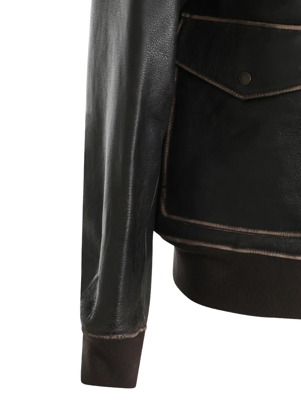 rag & bone Leren jack met lammy kraag Zwart