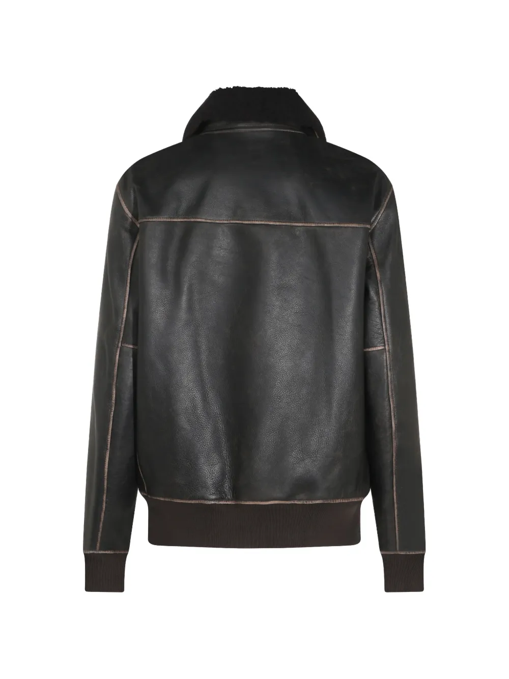 rag & bone Leren jack met lammy kraag Zwart