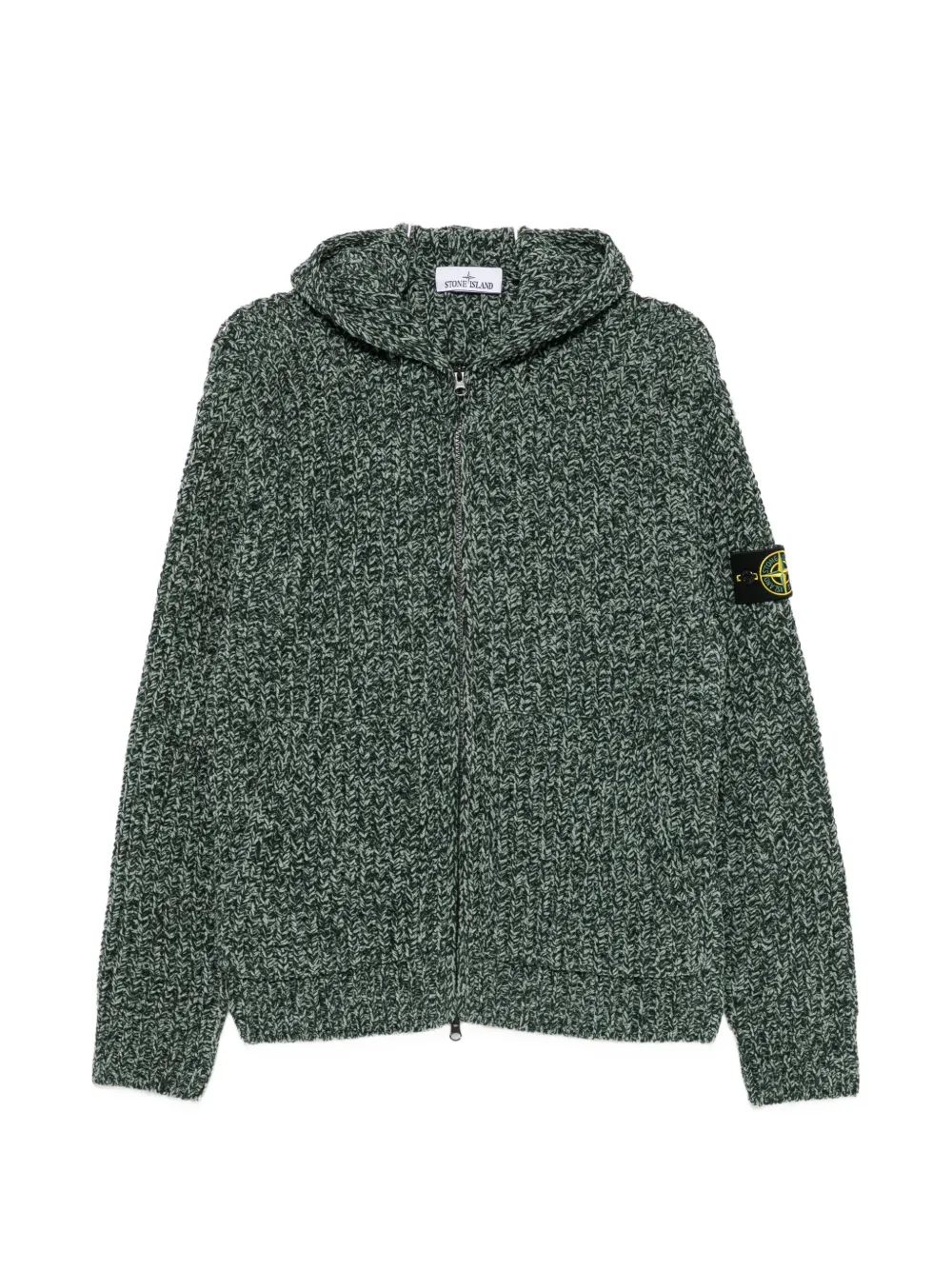 Stone Island logo-patch zip-up hoodie - Grün