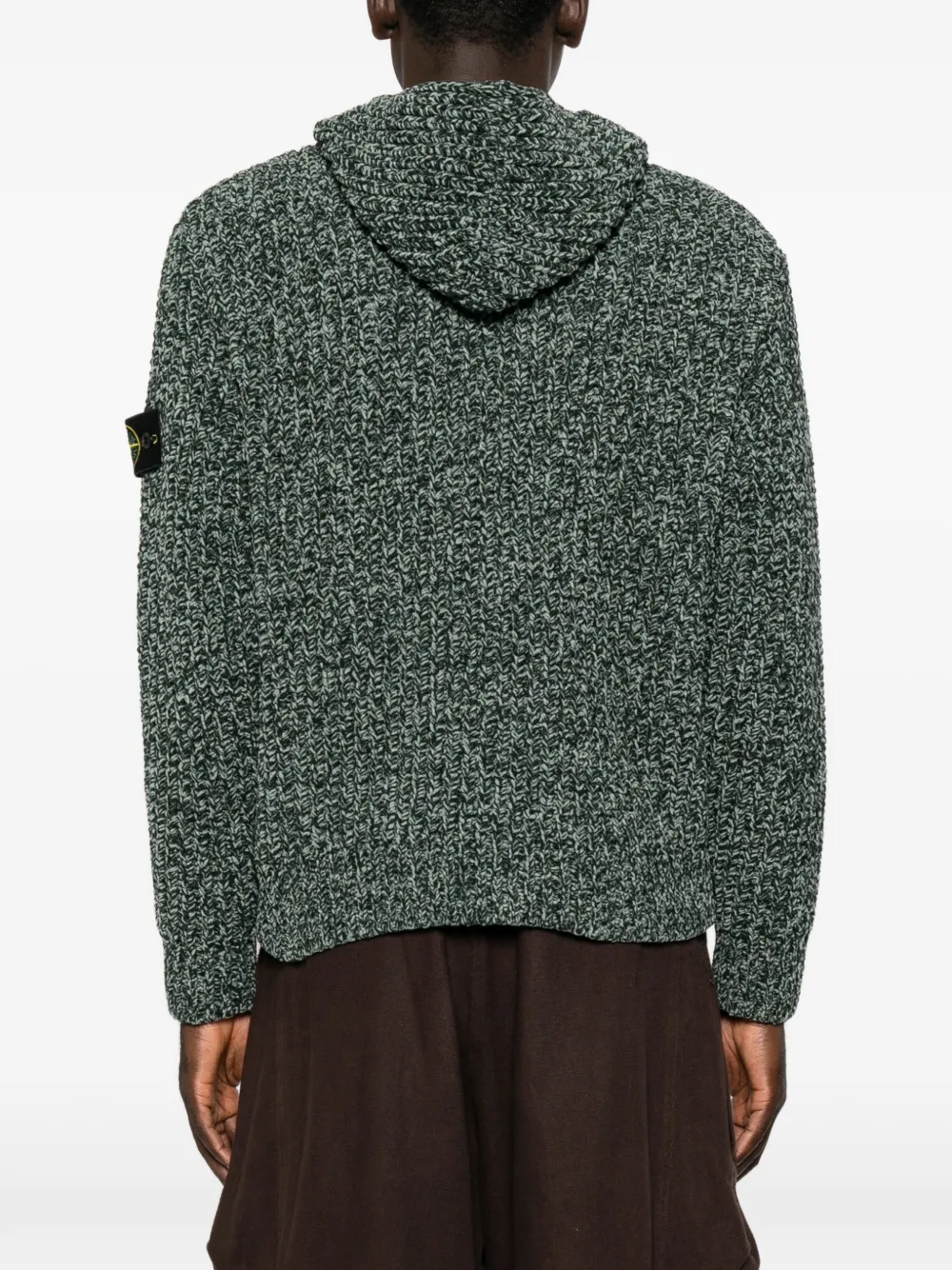 Stone Island logo-patch zip-up hoodie Groen