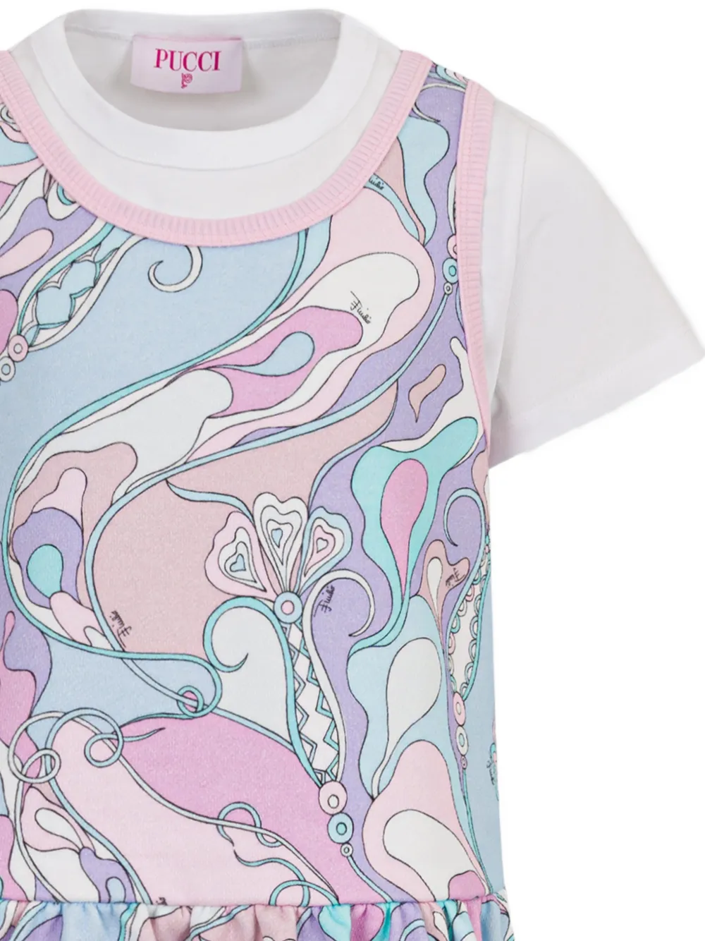 PUCCI Junior Orchidee print layered-effect dress Roze