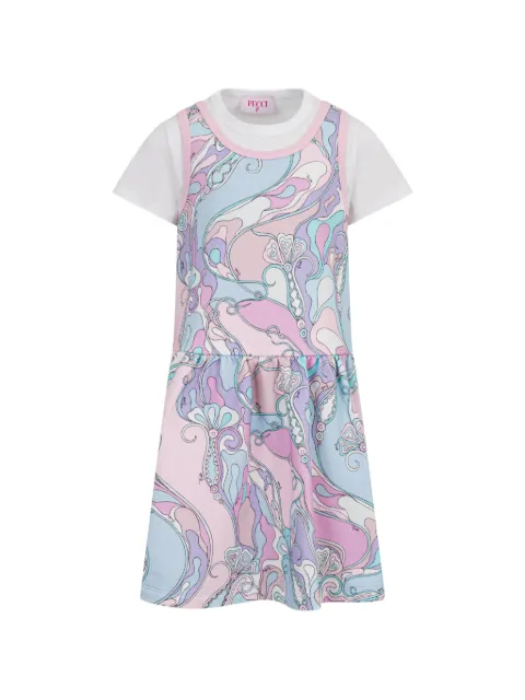 PUCCI Junior  Orchidee print layered-effect dress