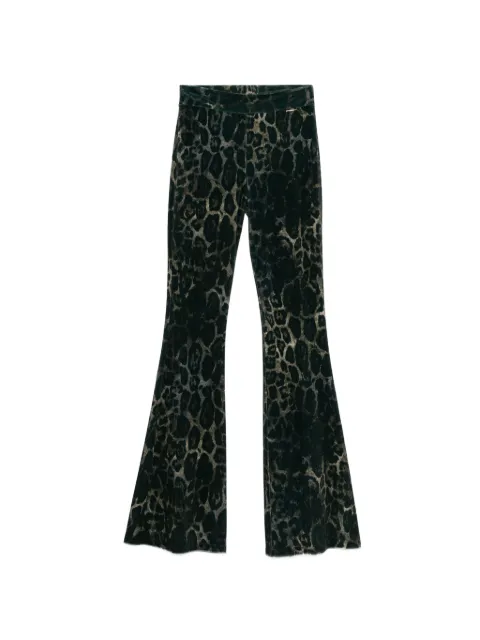 Just Cavalli leopard-print velvet-effect flared trousers