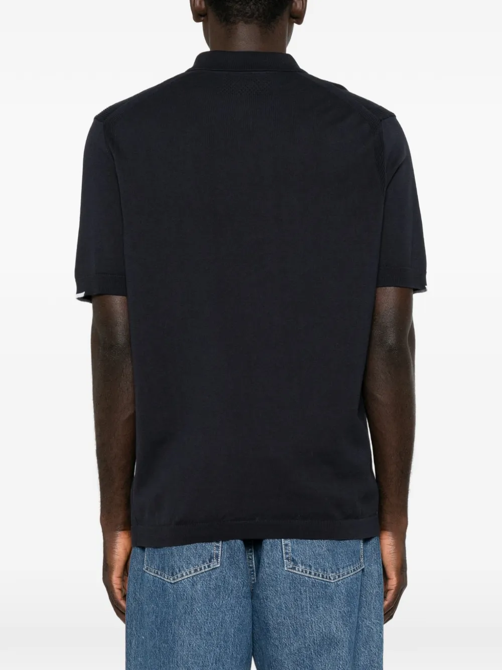 BOSS Poloshirt met logoprint en ritssluiting Blauw