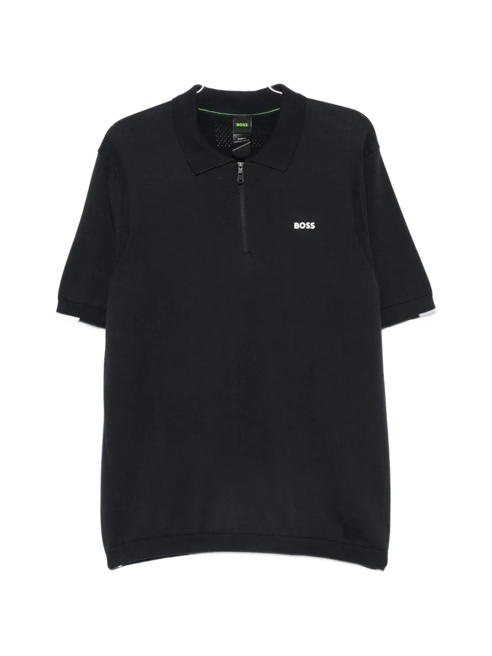 BOSS zip-fastening logo-print polo shirt - Blu