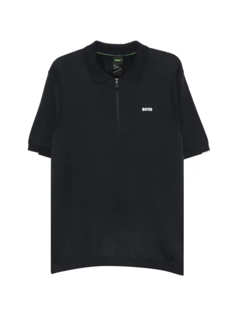 BOSS zip-fastening logo-print polo shirt
