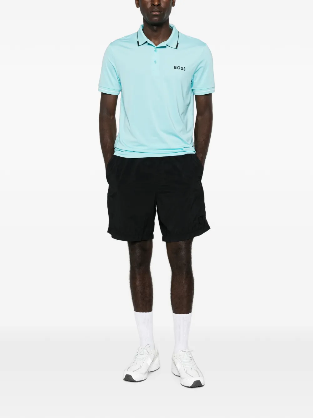 BOSS Poloshirt met logoprint Blauw