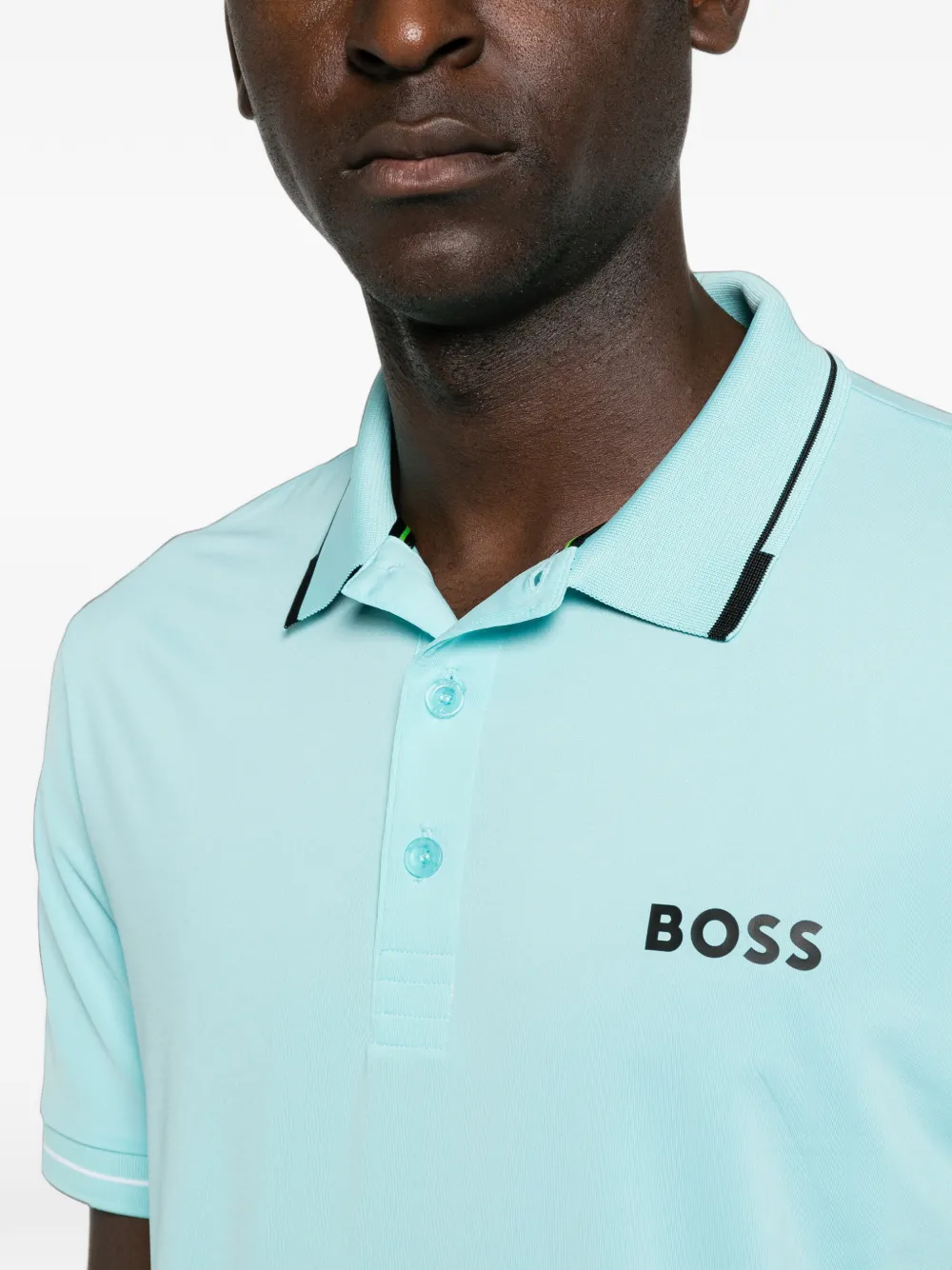 BOSS Poloshirt met logoprint Blauw