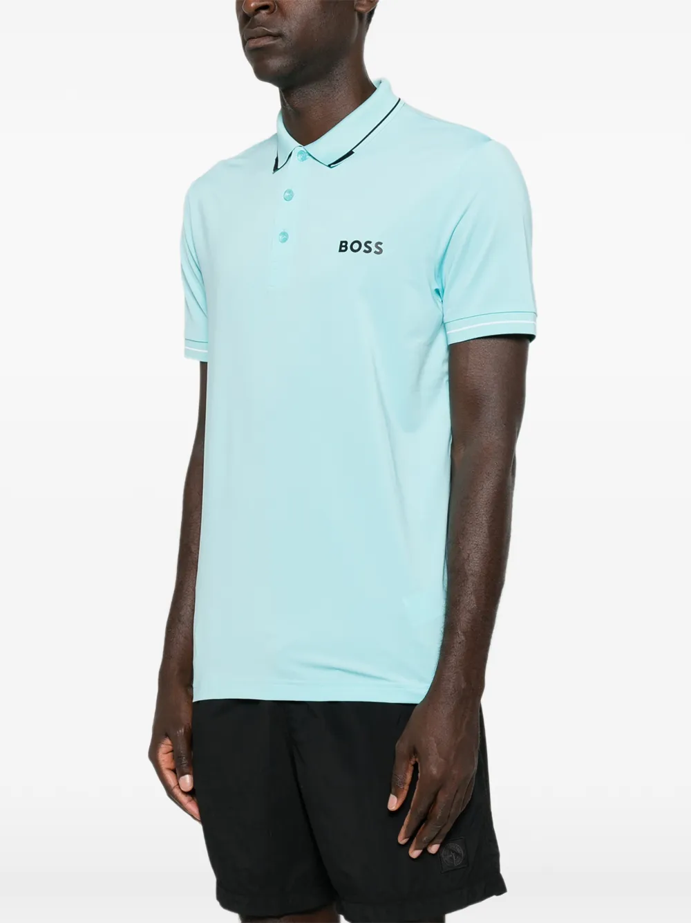 BOSS Poloshirt met logoprint Blauw