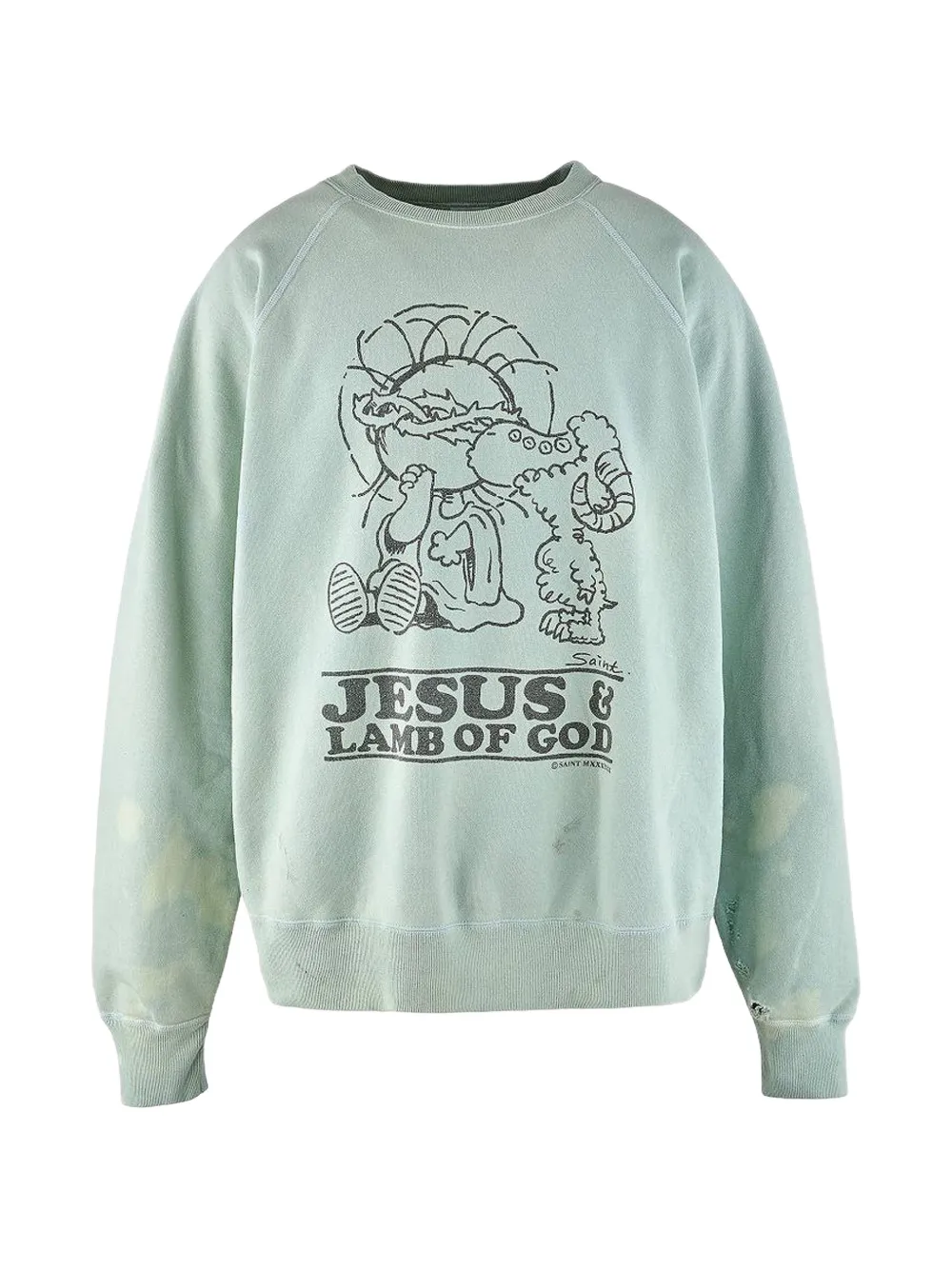 SAINT MXXXXXX distressed graphic-print sweatshirt
