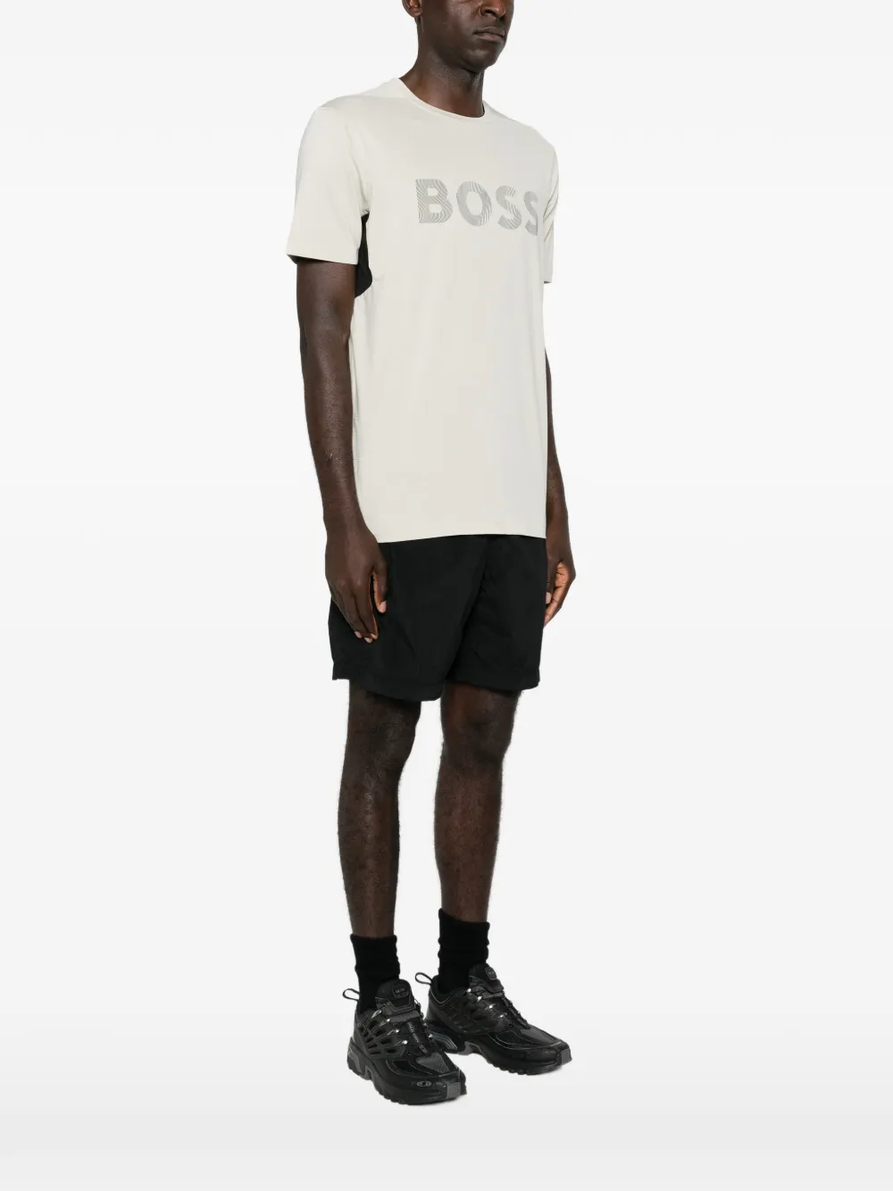 BOSS T-shirt met logoprint Beige