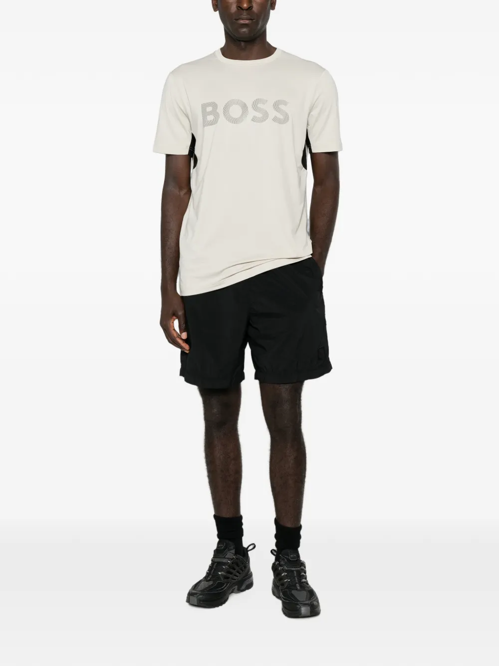 BOSS T-shirt met logoprint Beige