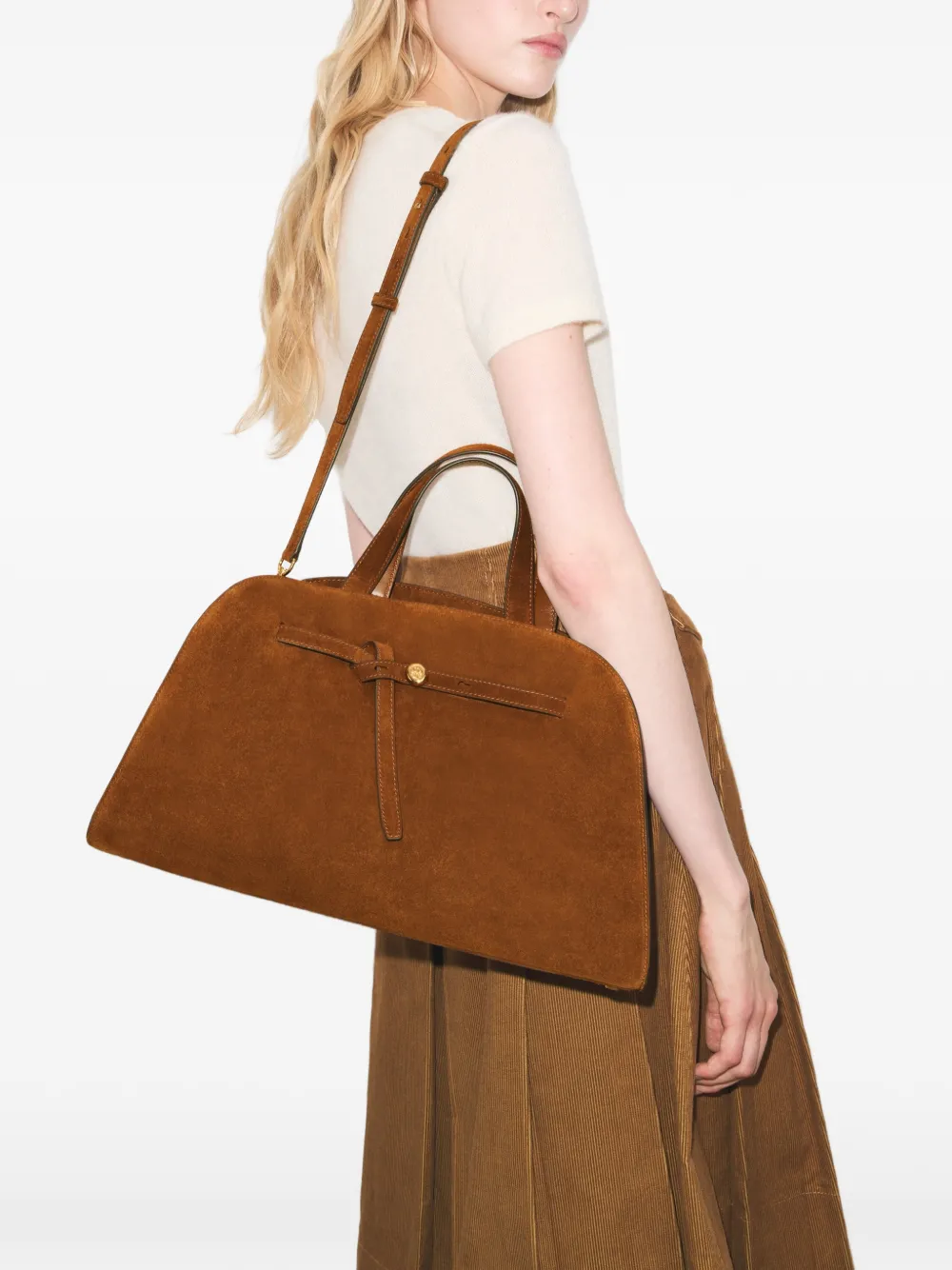 Tory Burch Romy suède Bauletto tas Bruin