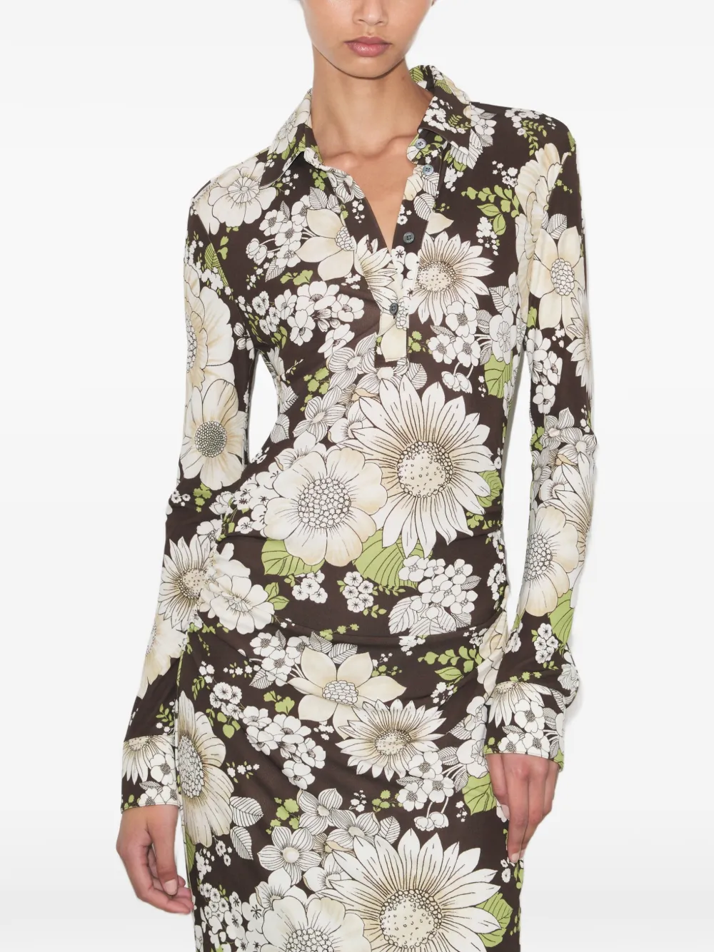 Tory Burch Viscose jurk met print Bruin