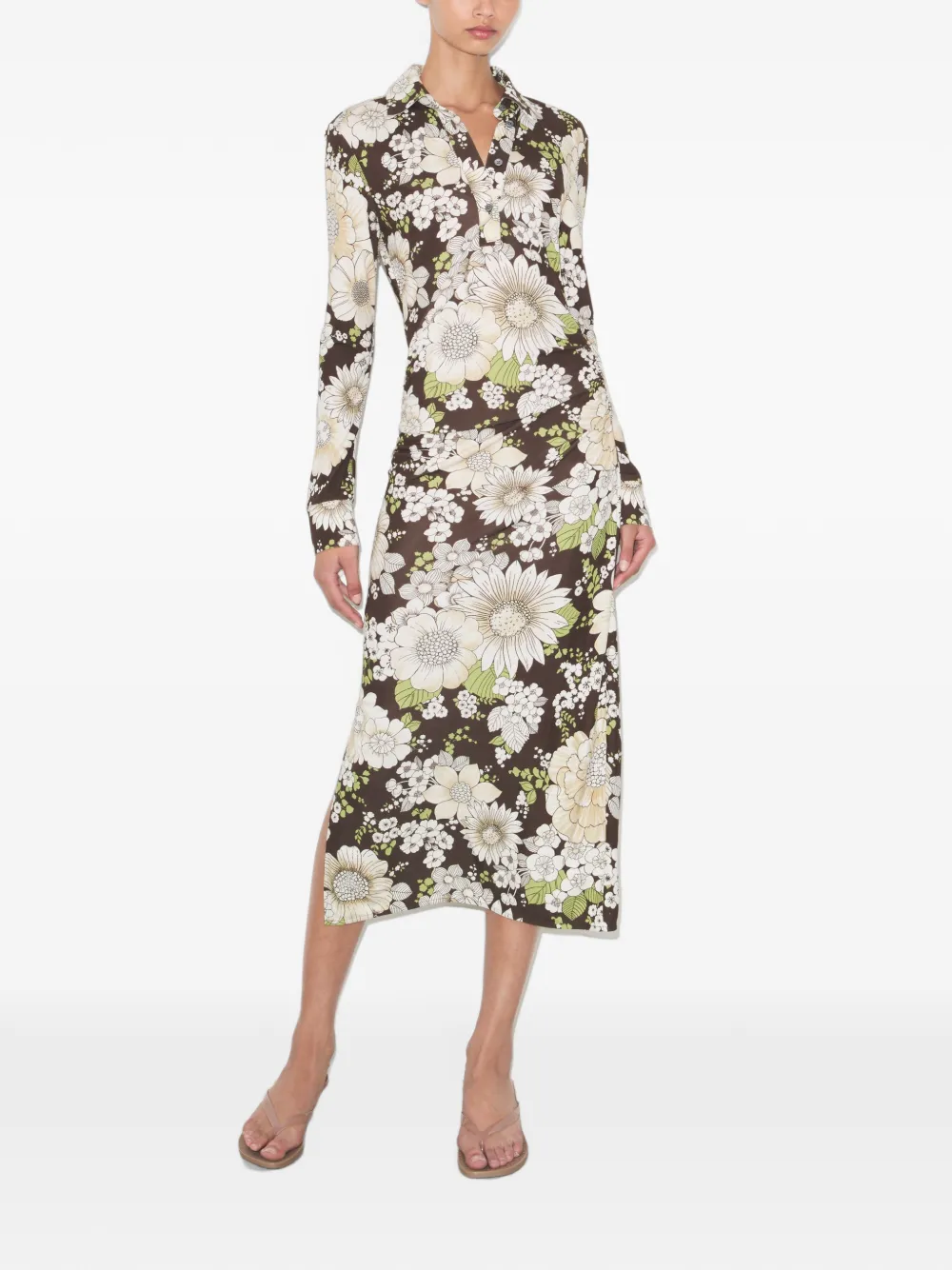 Tory Burch Viscose jurk met print Bruin