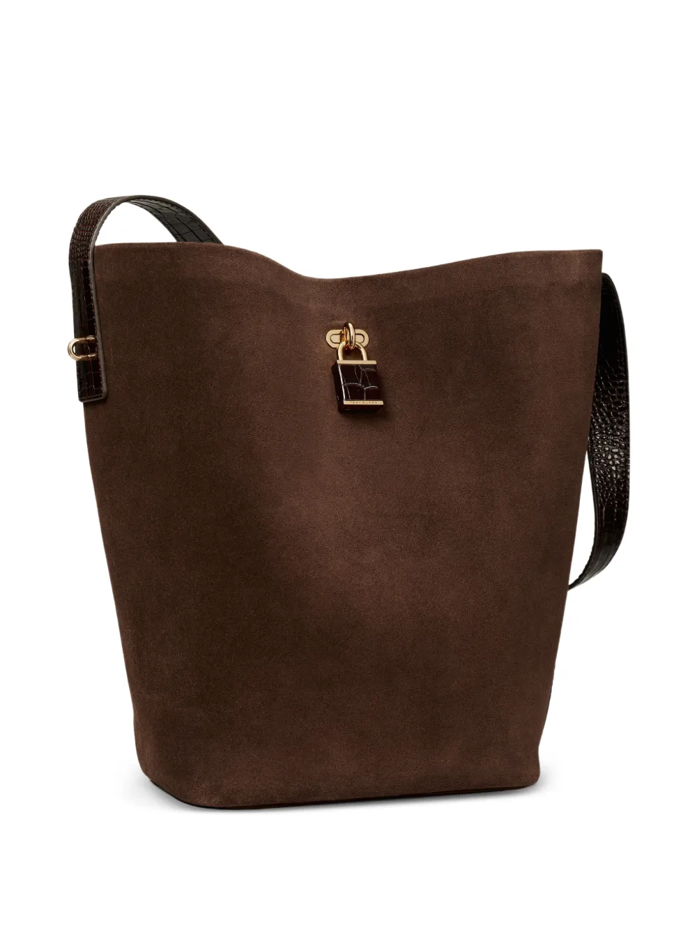 Tory Burch Lock suède bucket-tas Bruin
