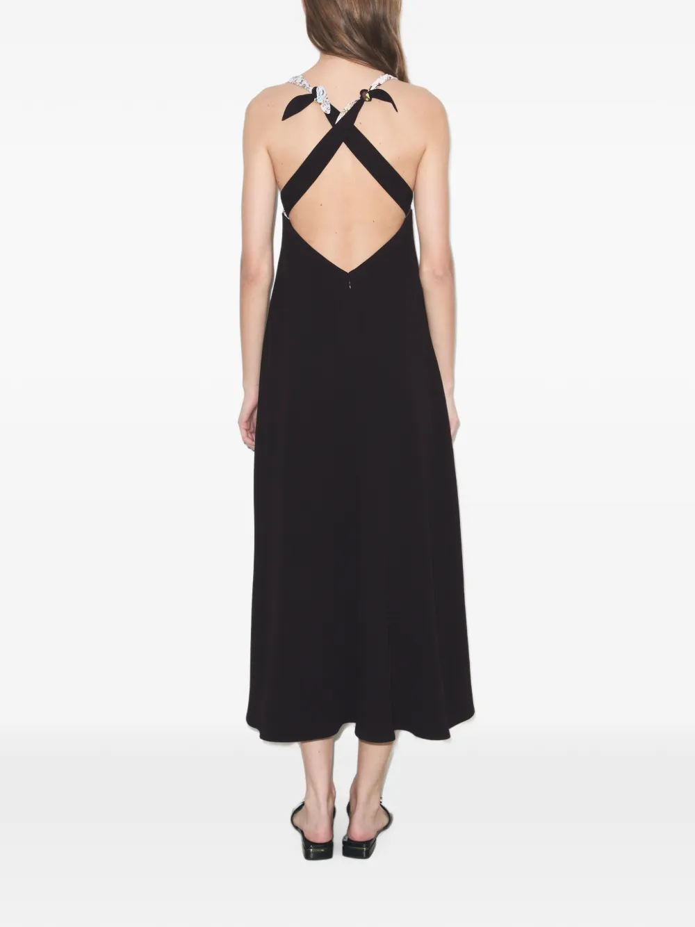 Tory Burch Crêpe jurk met gestrikte achterkant Zwart