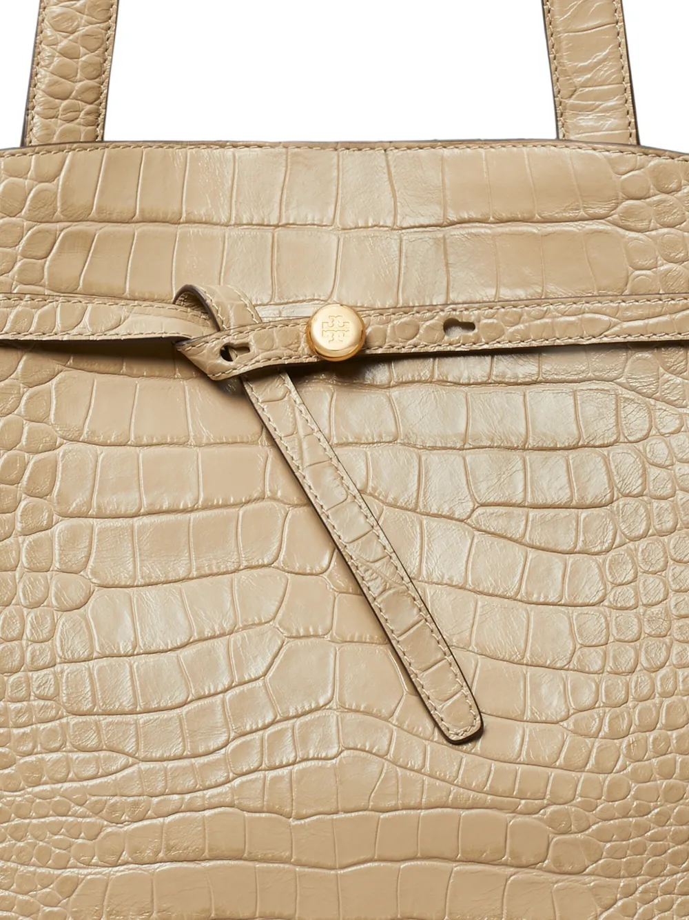 Tory Burch Romy Bauletto tas met krokodillen-reliëf Beige