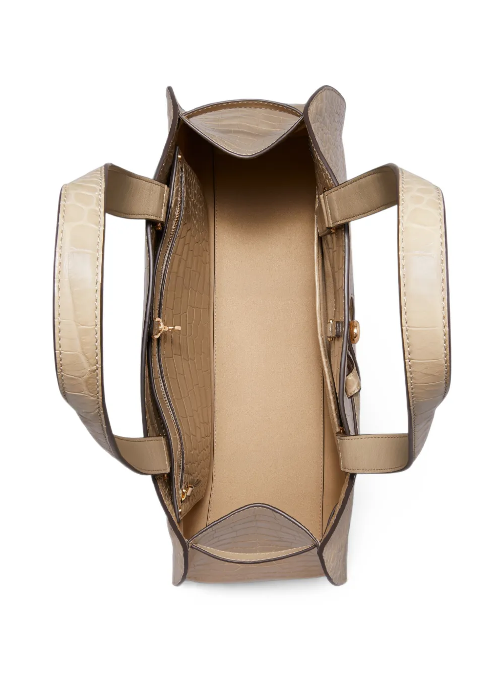 Tory Burch Romy Bauletto tas met krokodillen-reliëf Beige