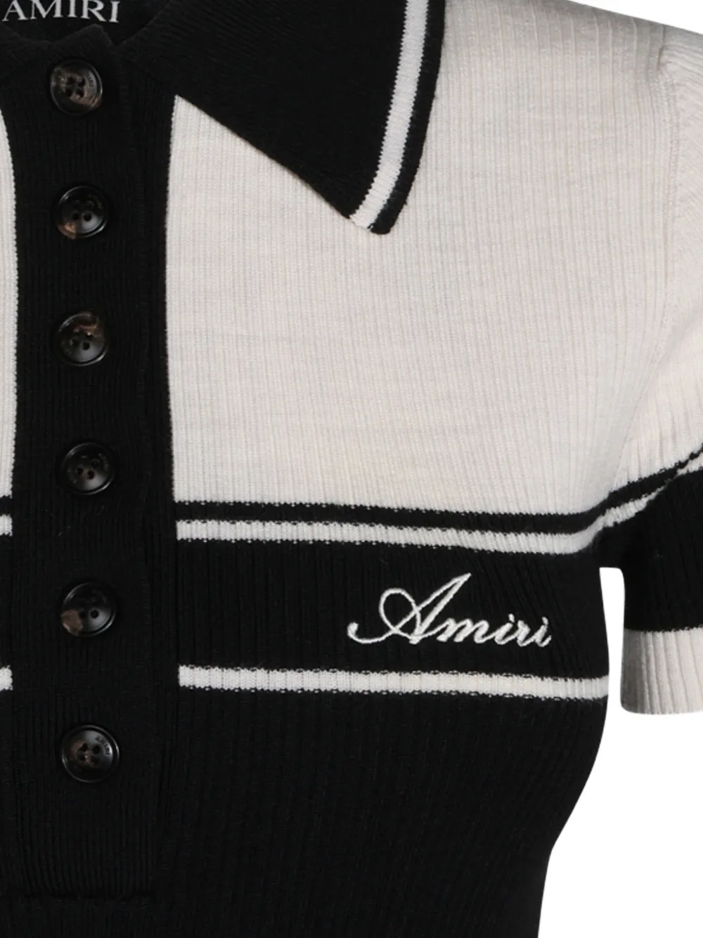 AMIRI Gebreid slim-fit poloshirt Zwart