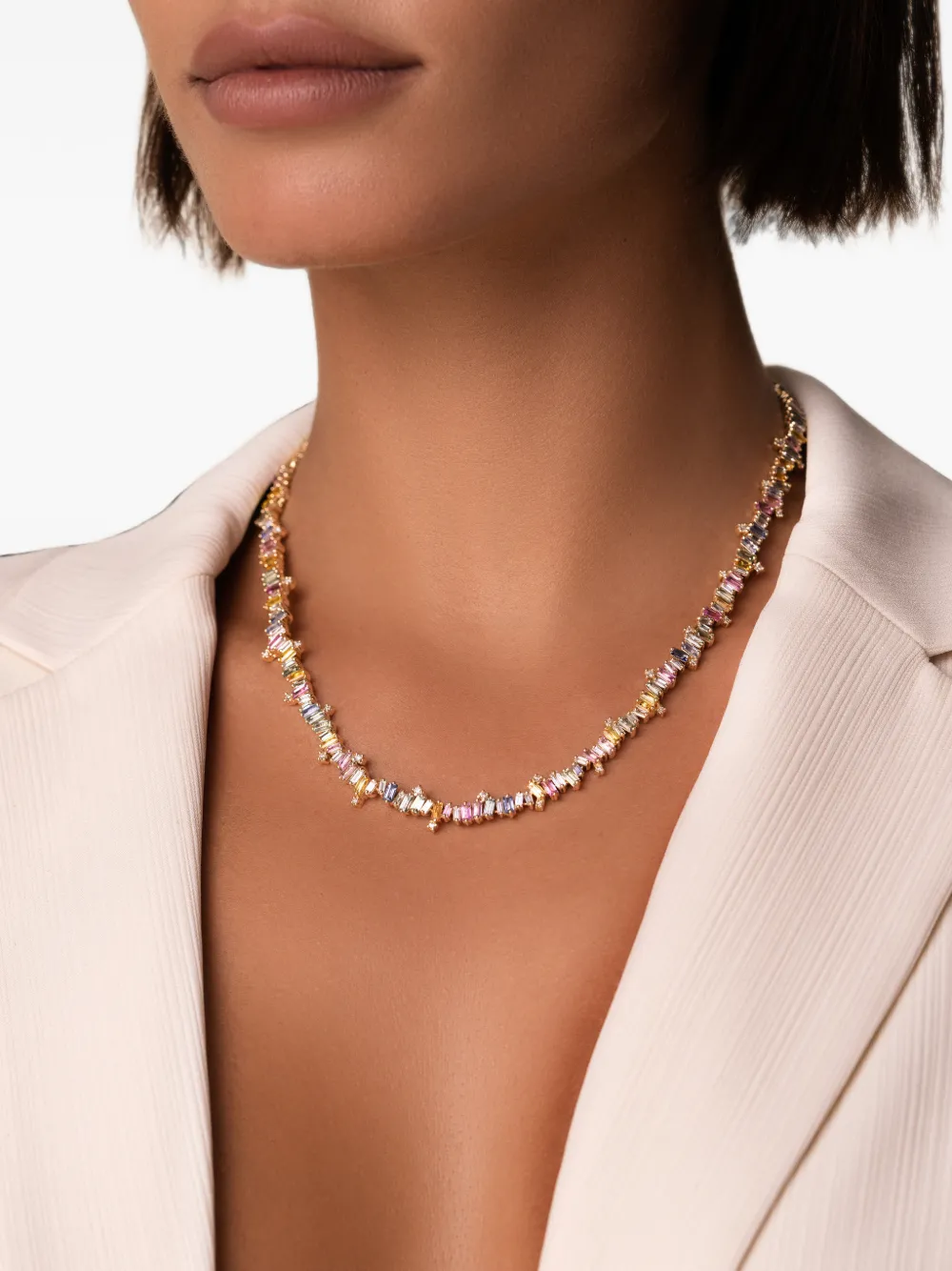Suzanne Kalan Bold Burst Sapphire and Diamond Necklace in Gold, view 2