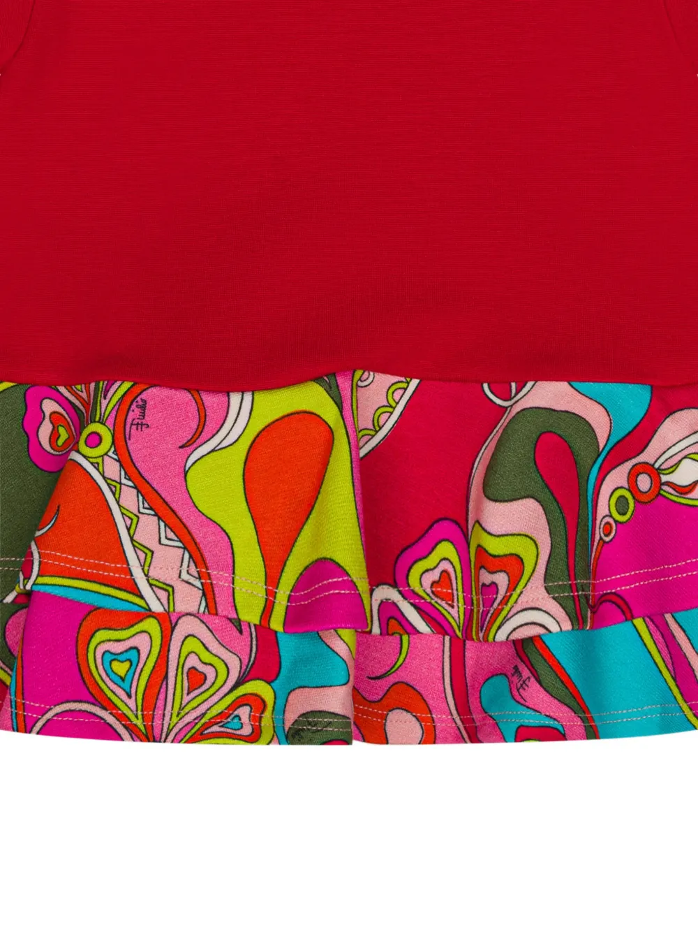 PUCCI Junior Jurk met ruches en print Rood