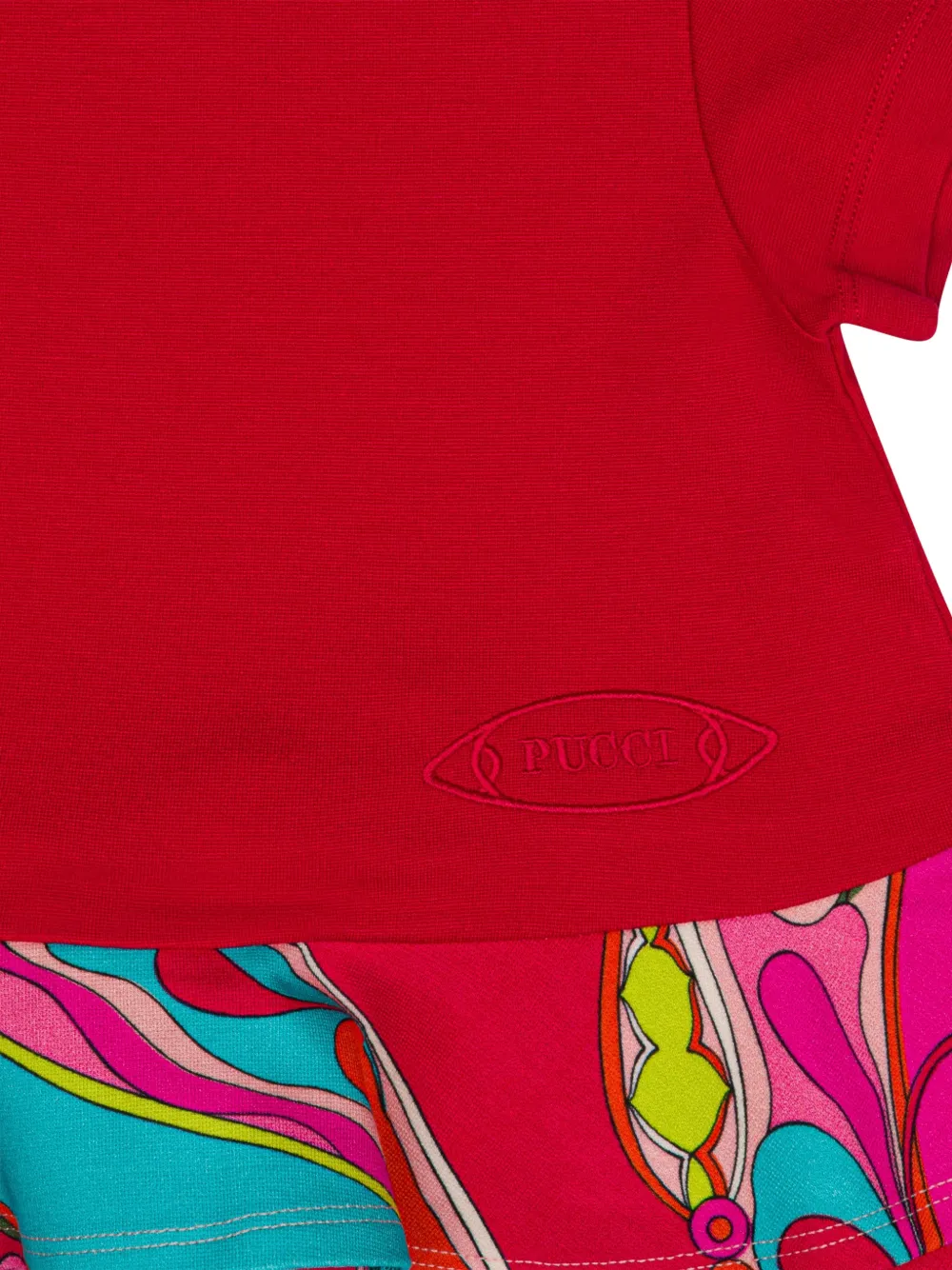 PUCCI Junior Jurk met ruches en print Rood