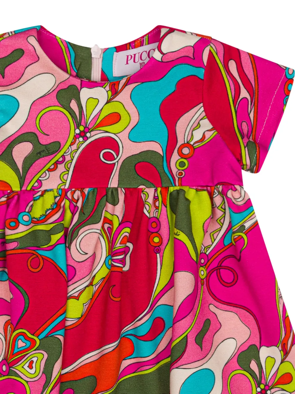PUCCI Junior Flared jurk met Orchidee-print Roze