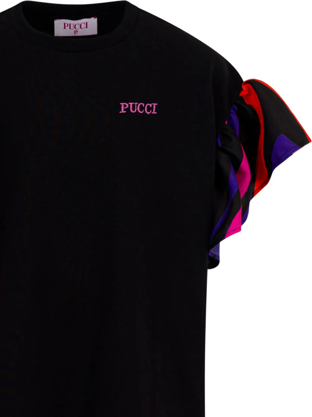 PUCCI Junior Jurk met Marmo-print en ruches Zwart